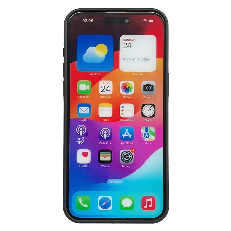 For iPhone 14 Pro Cell Phone Case Solid Color Calf Textured Leather Back Cover