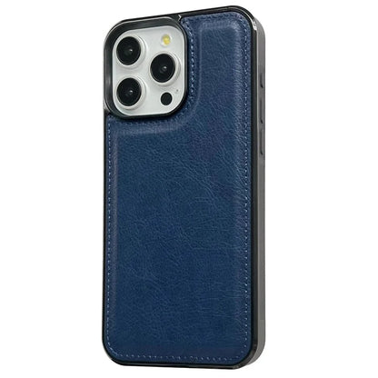 For iPhone 14 Pro Cell Phone Case Solid Color Calf Textured Leather Back Cover