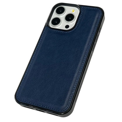 For iPhone 14 Pro Cell Phone Case Solid Color Calf Textured Leather Back Cover