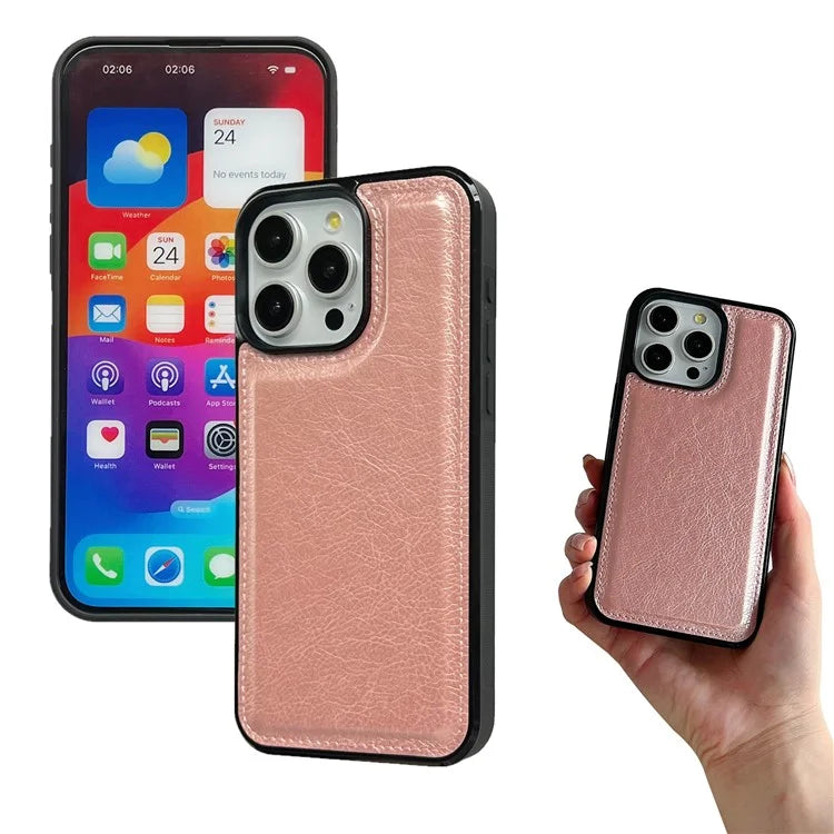 For iPhone 13 Pro Max Case Calf Texture Leather Coated TPU Slim Back Cover