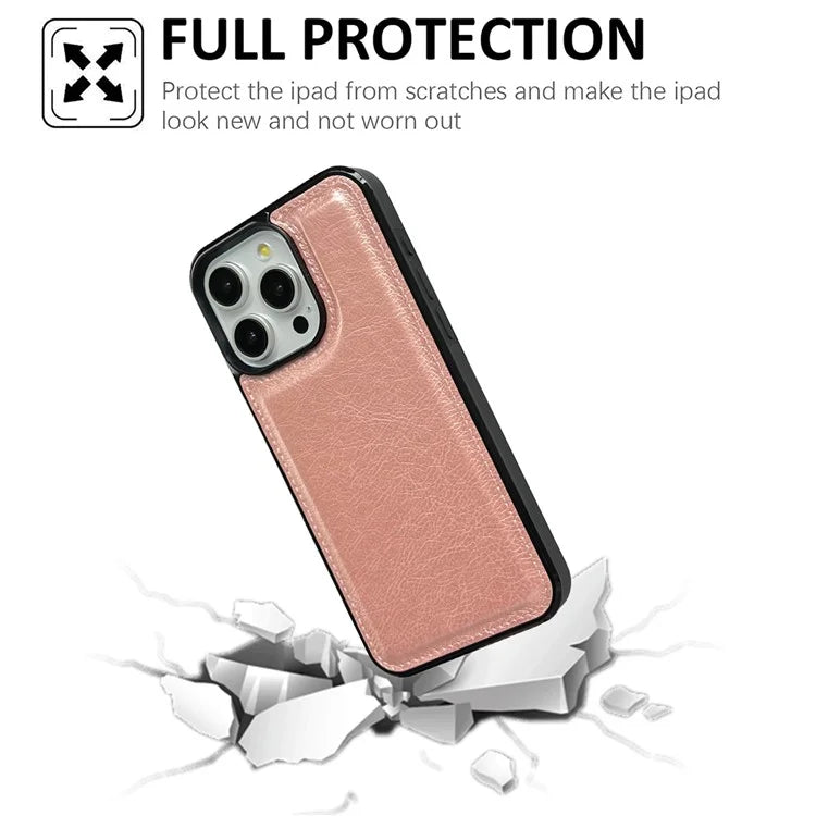 For iPhone 15 Pro Case Calf Texture TPU+Leather Bump Proof Smart Phone Shell