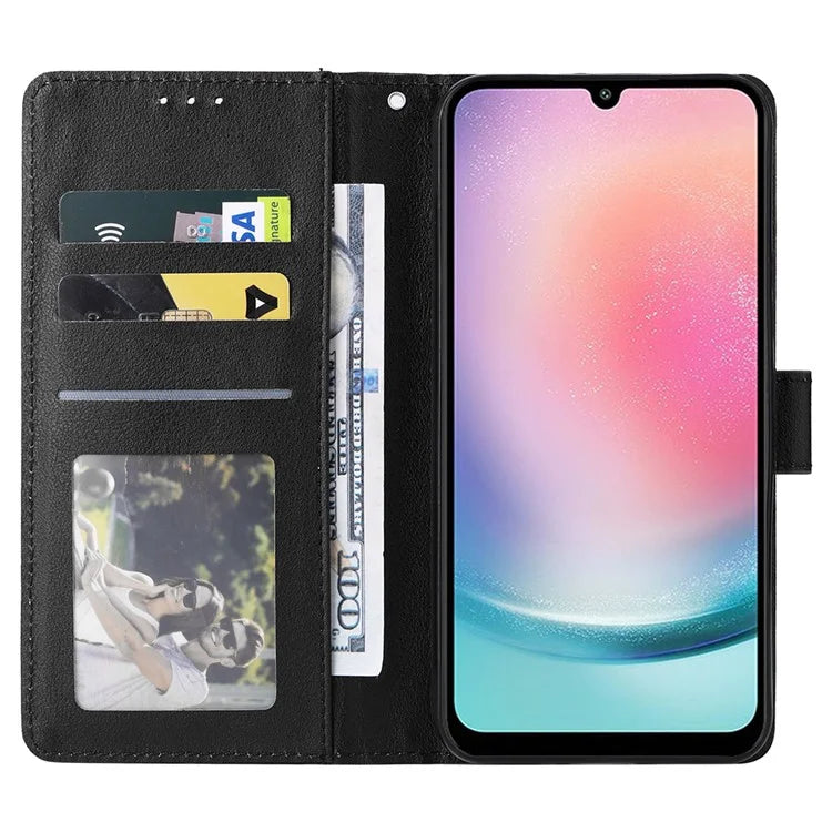 For Samsung Galaxy A24 4G (162.1 x 77.6 x 8.3mm) Case PU Leather Folio Stand View Phone Cover