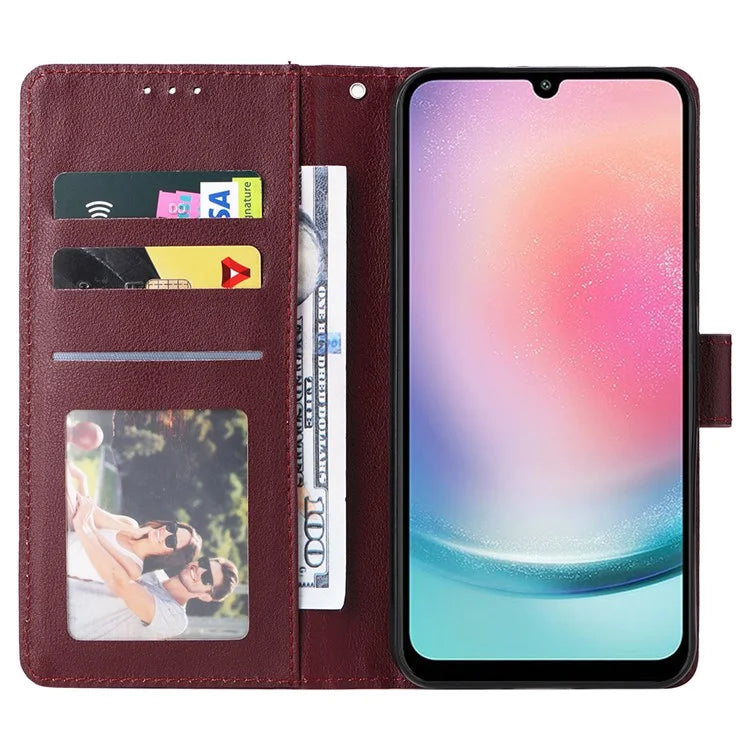 For Samsung Galaxy A24 4G (162.1 x 77.6 x 8.3mm) Case PU Leather Folio Stand View Phone Cover