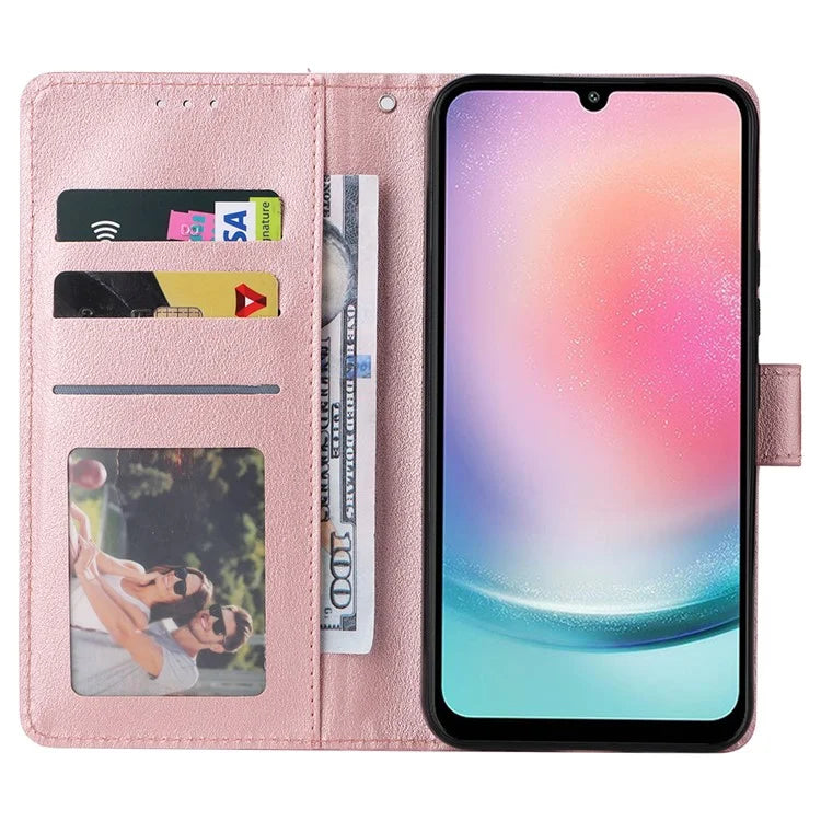For Samsung Galaxy A24 4G (162.1 x 77.6 x 8.3mm) Case PU Leather Folio Stand View Phone Cover