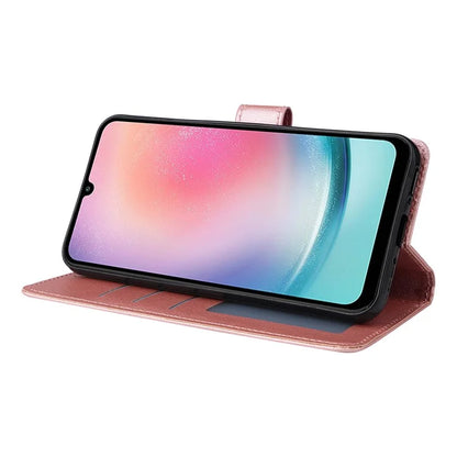 For Samsung Galaxy A24 4G (162.1 x 77.6 x 8.3mm) Case PU Leather Folio Stand View Phone Cover