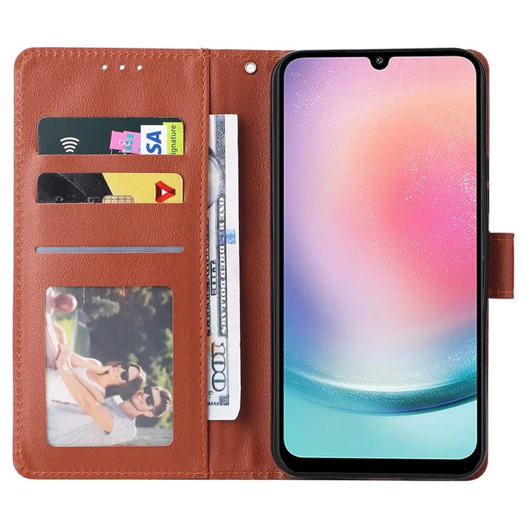 For Samsung Galaxy A24 4G (162.1 x 77.6 x 8.3mm) Case PU Leather Folio Stand View Phone Cover