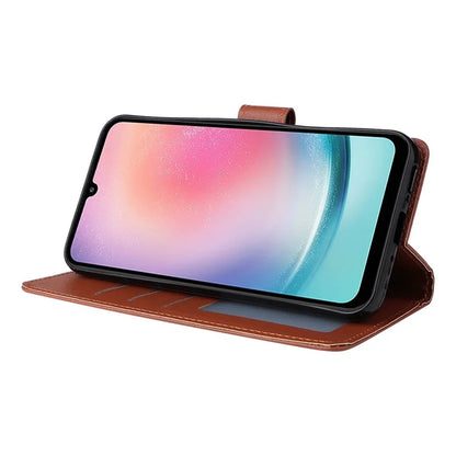 For Samsung Galaxy A24 4G (162.1 x 77.6 x 8.3mm) Case PU Leather Folio Stand View Phone Cover