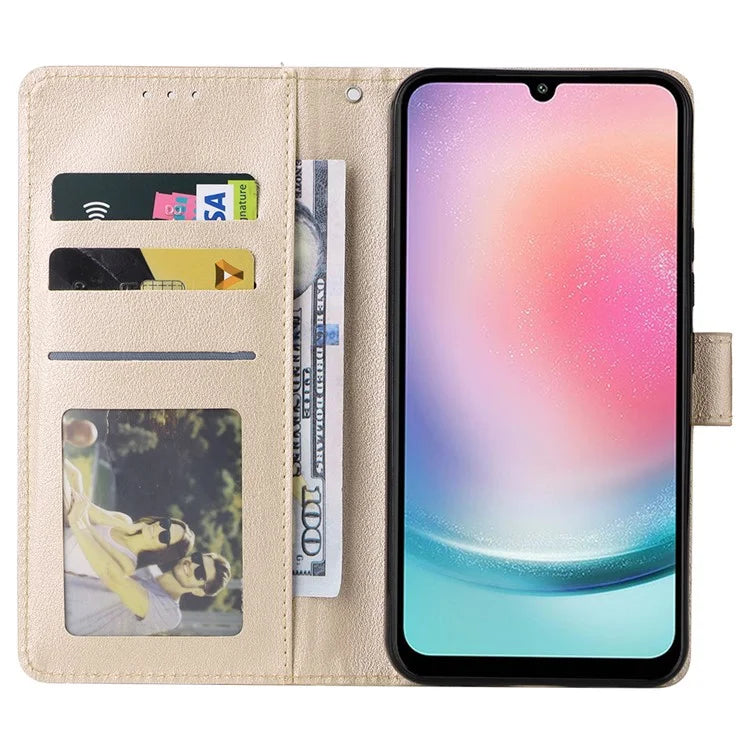 For Samsung Galaxy A24 4G (162.1 x 77.6 x 8.3mm) Case PU Leather Folio Stand View Phone Cover