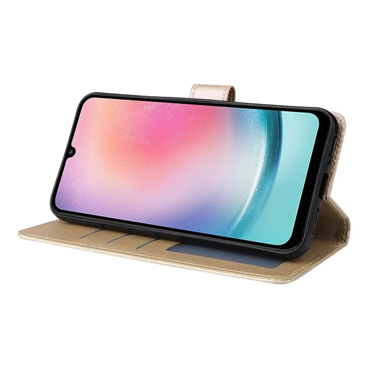For Samsung Galaxy A24 4G (162.1 x 77.6 x 8.3mm) Case PU Leather Folio Stand View Phone Cover