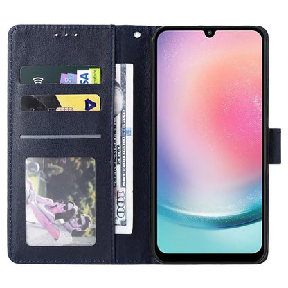 For Samsung Galaxy A24 4G (162.1 x 77.6 x 8.3mm) Case PU Leather Folio Stand View Phone Cover