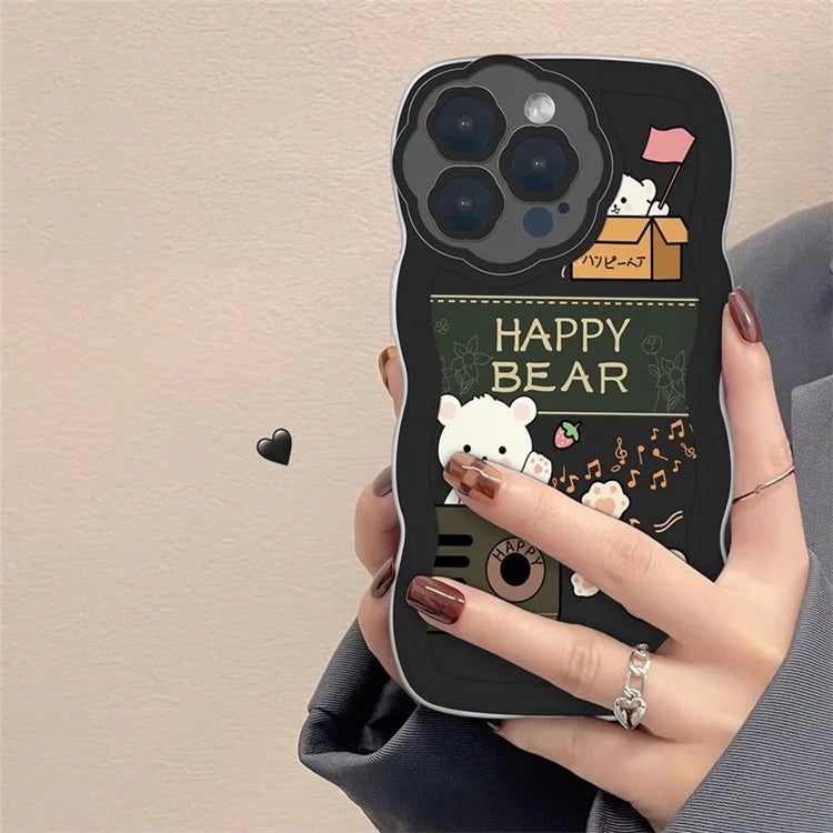 For iPhone 15 Pro Cover Precise Lens Cutouts Cartoon Pattern TPU Protective Phone Case