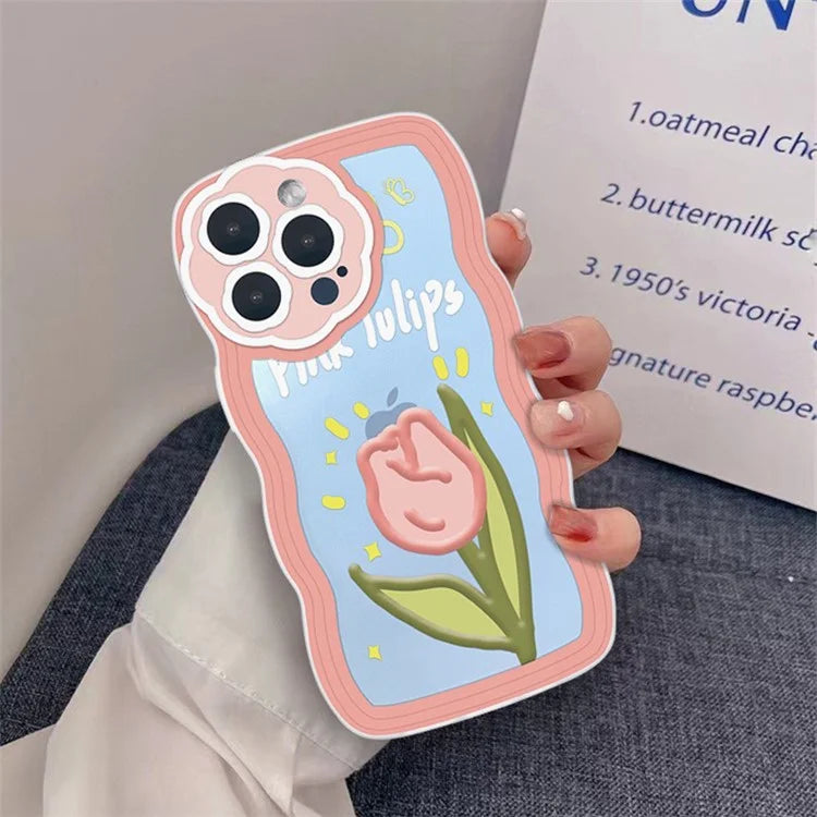 For iPhone 15 Pro Cover Precise Lens Cutouts Cartoon Pattern TPU Protective Phone Case