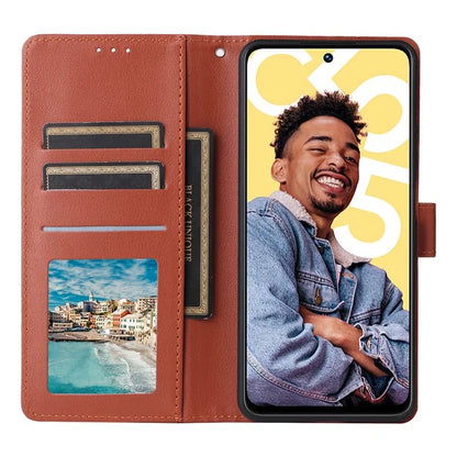 For Realme C55 Cell Phone Case PU Leather Viewing Stand Shell with 3 Card Holder