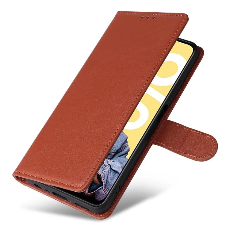 For Realme C55 Cell Phone Case PU Leather Viewing Stand Shell with 3 Card Holder