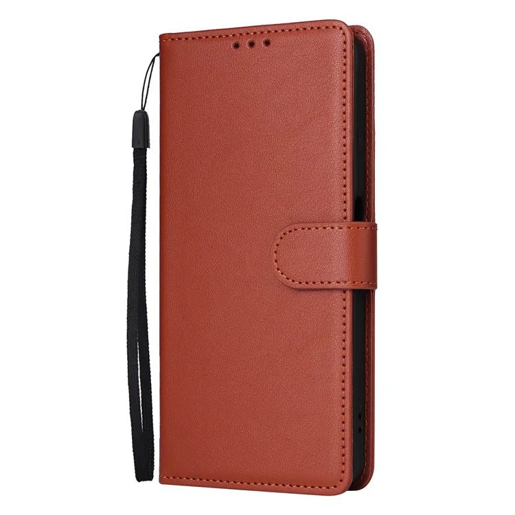 For Realme C55 Cell Phone Case PU Leather Viewing Stand Shell with 3 Card Holder
