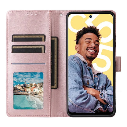 For Realme C55 Cell Phone Case PU Leather Viewing Stand Shell with 3 Card Holder