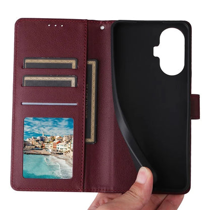 For Realme C55 Cell Phone Case PU Leather Viewing Stand Shell with 3 Card Holder