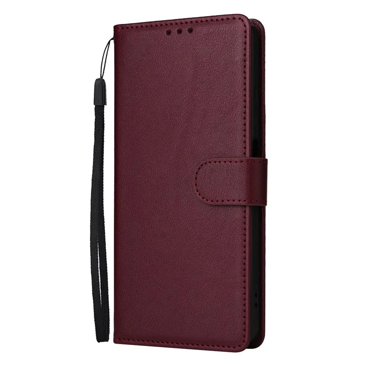 For Realme C55 Cell Phone Case PU Leather Viewing Stand Shell with 3 Card Holder