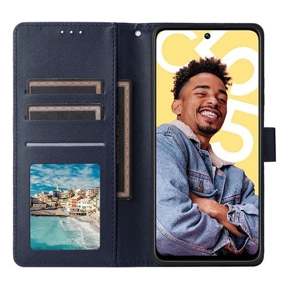 For Realme C55 Cell Phone Case PU Leather Viewing Stand Shell with 3 Card Holder