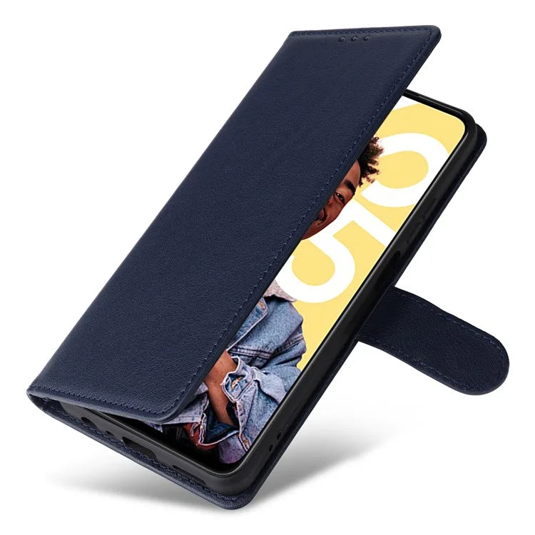 For Realme C55 Cell Phone Case PU Leather Viewing Stand Shell with 3 Card Holder
