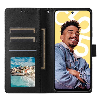 For Realme C55 Cell Phone Case PU Leather Viewing Stand Shell with 3 Card Holder