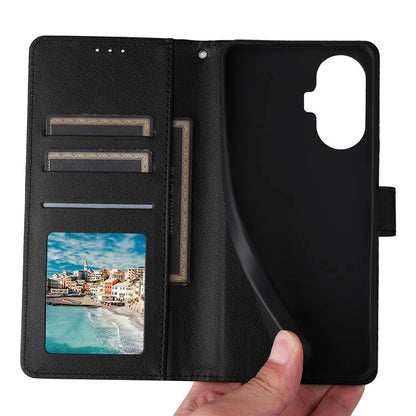 For Realme C55 Cell Phone Case PU Leather Viewing Stand Shell with 3 Card Holder
