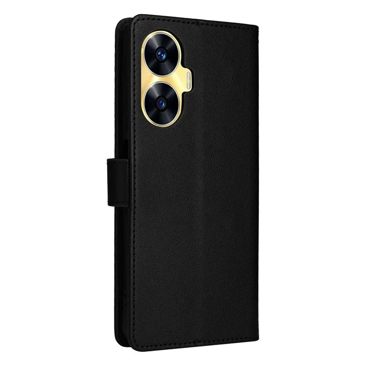 For Realme C55 Cell Phone Case PU Leather Viewing Stand Shell with 3 Card Holder
