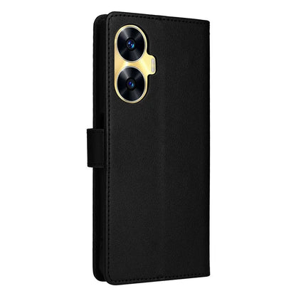 For Realme C55 Cell Phone Case PU Leather Viewing Stand Shell with 3 Card Holder