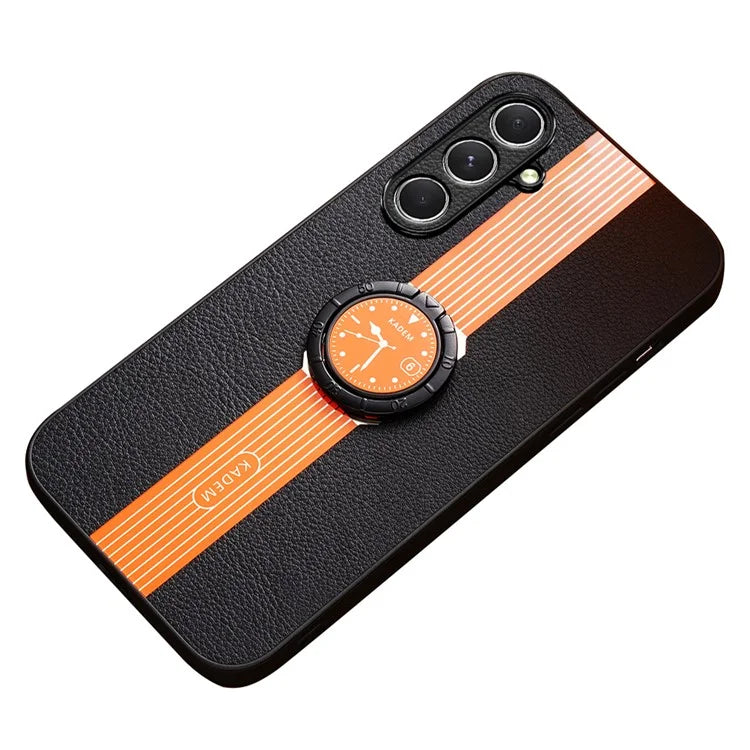 KADEM For Samsung Galaxy M55 5G / C55 5G / F55 5G Case with Finger Ring Holder PU Leather Coated Acrylic+TPU Phone Cover