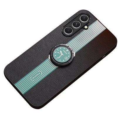 KADEM For Samsung Galaxy M55 5G / C55 5G / F55 5G Case with Finger Ring Holder PU Leather Coated Acrylic+TPU Phone Cover