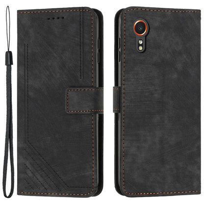 For Samsung Galaxy Xcover7 Wholesale Phone Cases Lines Imprinted PU Leather Phone Stand Cover