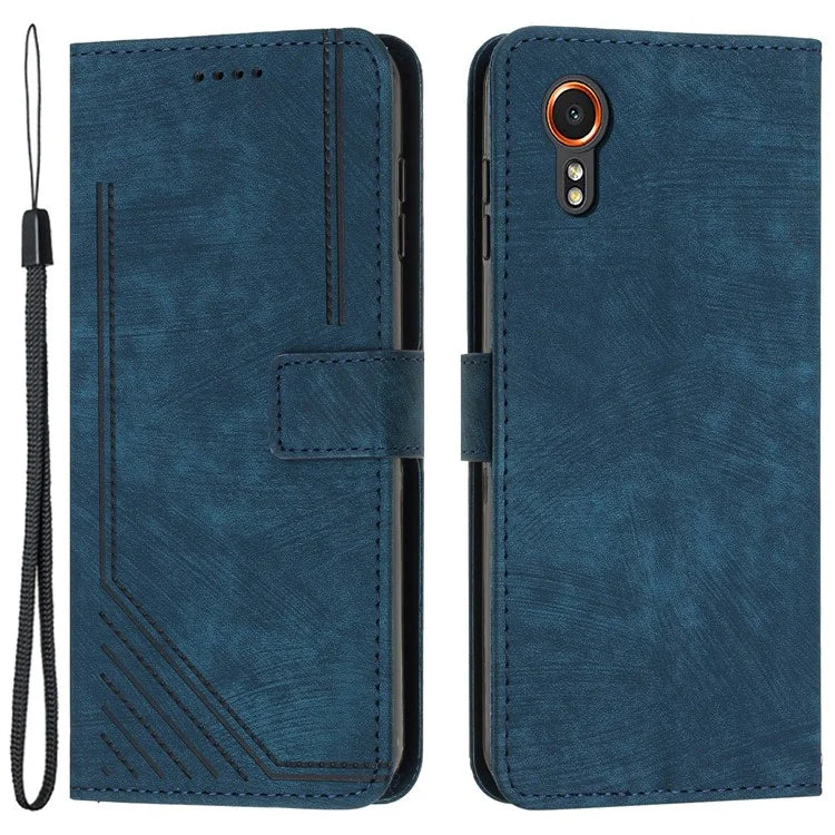 For Samsung Galaxy Xcover7 Wholesale Phone Cases Lines Imprinted PU Leather Phone Stand Cover