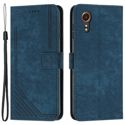 For Samsung Galaxy Xcover7 Wholesale Phone Cases Lines Imprinted PU Leather Phone Stand Cover