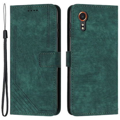 For Samsung Galaxy Xcover7 Wholesale Phone Cases Lines Imprinted PU Leather Phone Stand Cover