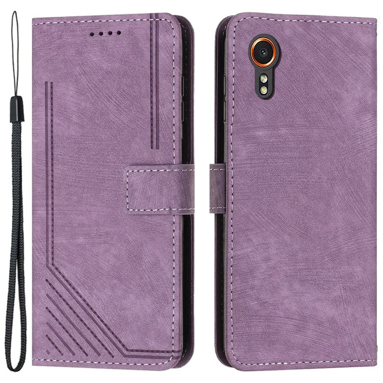 For Samsung Galaxy Xcover7 Wholesale Phone Cases Lines Imprinted PU Leather Phone Stand Cover