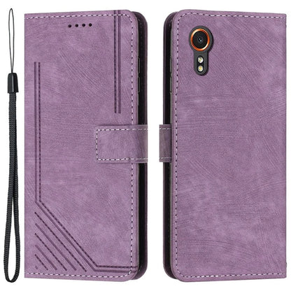 For Samsung Galaxy Xcover7 Wholesale Phone Cases Lines Imprinted PU Leather Phone Stand Cover
