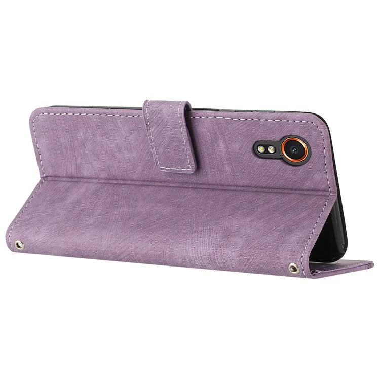 For Samsung Galaxy Xcover7 Wholesale Phone Cases Lines Imprinted PU Leather Phone Stand Cover