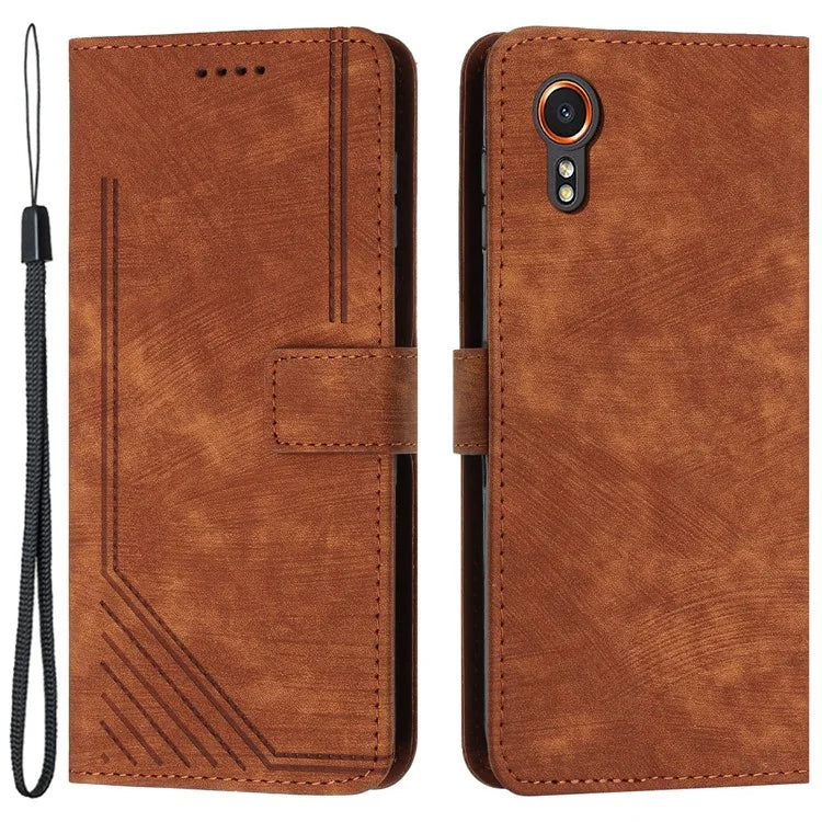 For Samsung Galaxy Xcover7 Wholesale Phone Cases Lines Imprinted PU Leather Phone Stand Cover