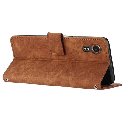 For Samsung Galaxy Xcover7 Wholesale Phone Cases Lines Imprinted PU Leather Phone Stand Cover