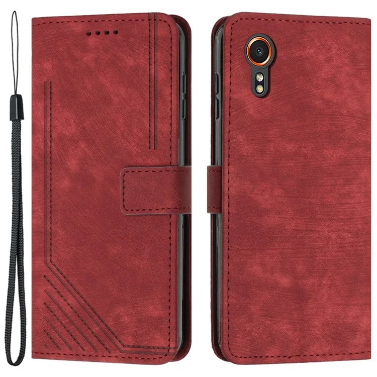 For Samsung Galaxy Xcover7 Wholesale Phone Cases Lines Imprinted PU Leather Phone Stand Cover