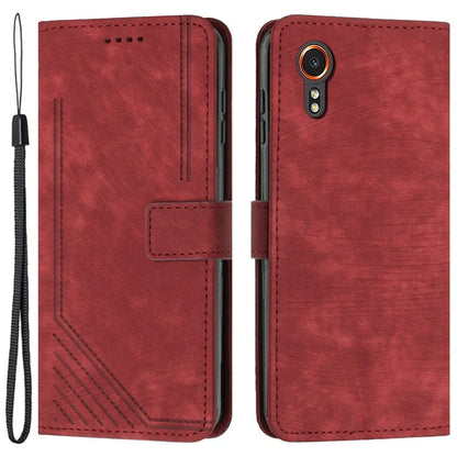 For Samsung Galaxy Xcover7 Wholesale Phone Cases Lines Imprinted PU Leather Phone Stand Cover
