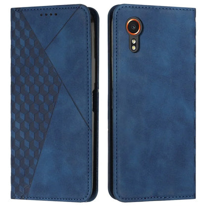 For Samsung Galaxy Xcover7 Case Magnetic Closing PU Leather Rhombus Pattern Phone Cover