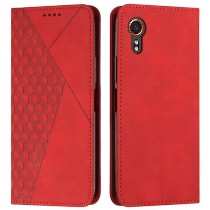 For Samsung Galaxy Xcover7 Case Magnetic Closing PU Leather Rhombus Pattern Phone Cover