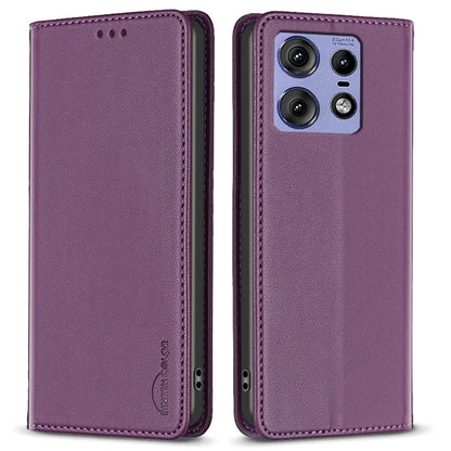 BINFEN COLOR BF18 For Motorola Edge 50 Pro 5G Magnetic Phone Case Leather Folio Stand Cover