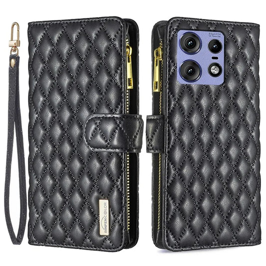 BINFEN COLOR BF Style-15 For Motorola Edge 50 Pro 5G Case Zipper Wallet Leather Phone Cover