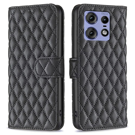 BINFEN COLOR BF Style-14 For Motorola Edge 50 Pro 5G Case Wallet Rhombus Phone Leather Cover