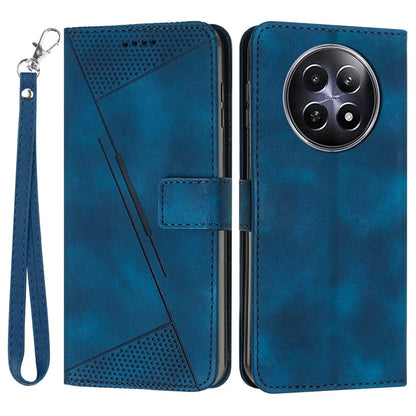 For Realme 12 5G Case PU Leather Phone Shell Triangle Imprinted Wallet Cover