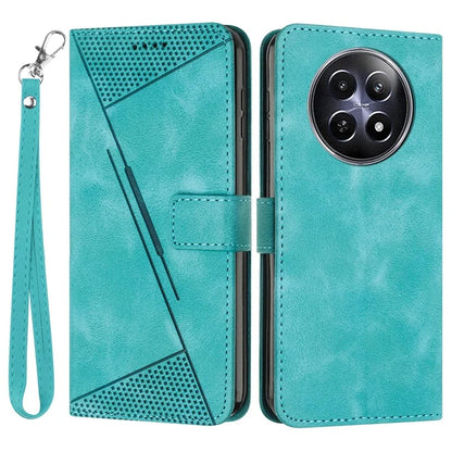 For Realme 12 5G Case PU Leather Phone Shell Triangle Imprinted Wallet Cover