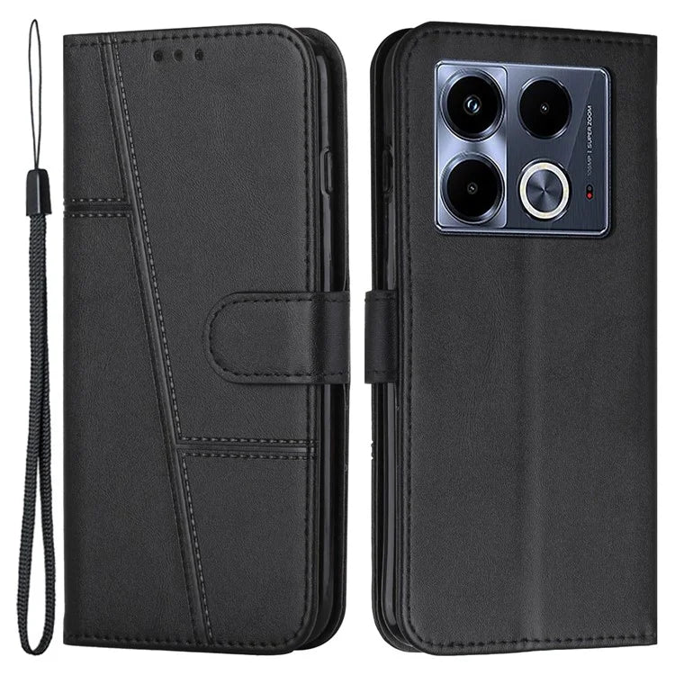 For Infinix Note 40 Case Calf Texture PU Leather Scratch Resistant Phone Cover