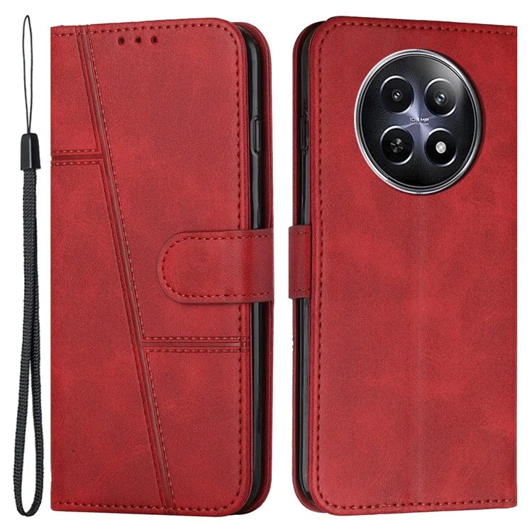 For Realme 12 5G Case Fall Protection Calf Texture PU Leather Phone Cover